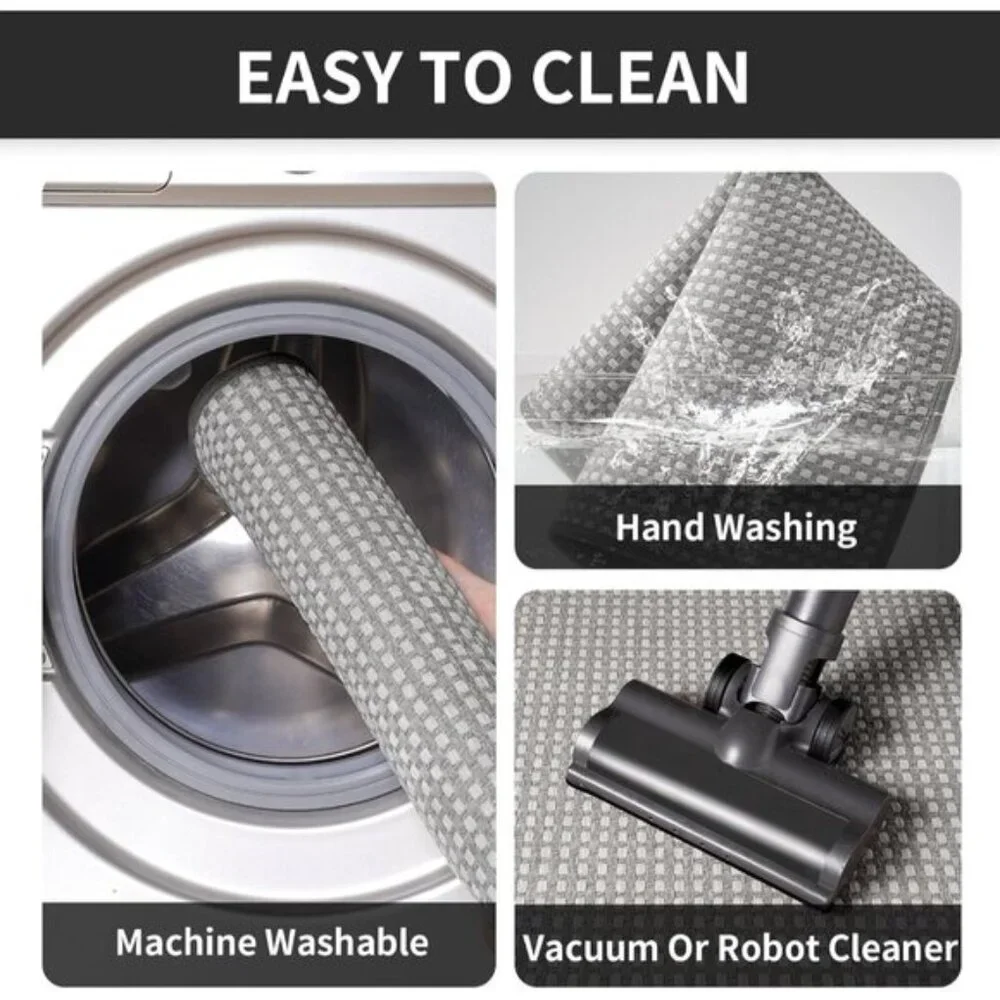 New 17x28In Super Absorbent Non-Slip Kitchen Mats, Washable Chenille Rug - Gray